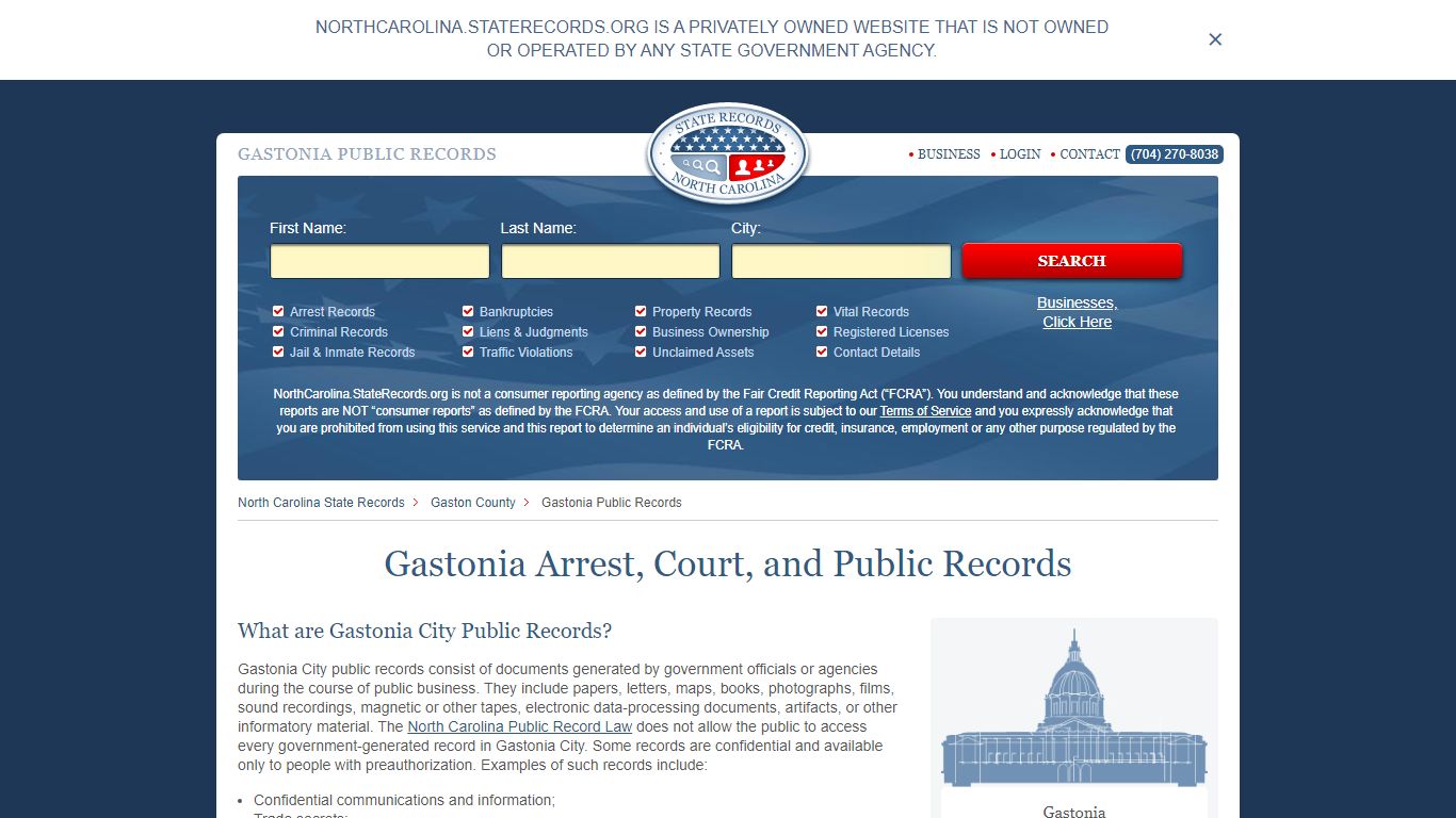 Gastonia Arrest and Public Records | North Carolina.StateRecords.org